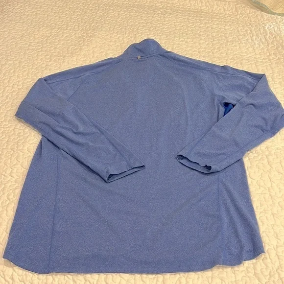 Nike 1/4 zip long sleeve dri fit running shirt heather blue w/curved hem XL - Picture 4 of 5